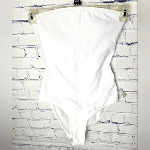 Zara Accessories White Strapless Bandeau One Piece Swimsuit Size S